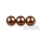 Glass pearl beads,dyed,4mm round,coffee, about 224pcs/strand,Sold per 32.28-inch strand