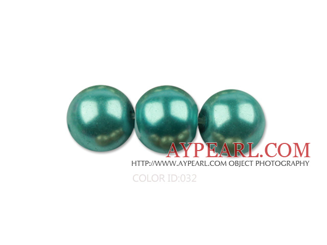 Glass pearl beads,dyed,4mm round, dark green,about 224pcs/strand,Sold per 32.28-inch strand