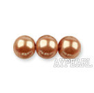 Glass pearl beads,dyed,4mm round, gold brown,about 224pcs/strand,Sold per 32.28-inch strand