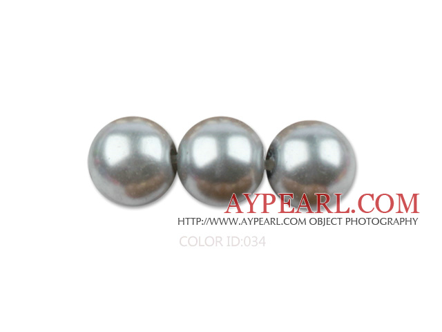 Glass pearl beads,dyed,4mm round,gray, about 224pcs/strand,Sold per 32.28-inch strand