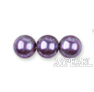 Glass pearl beads,4mm round,purple,about 224pcs/strand,Sold per 32.28-inch strand