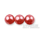 Glass pearl beads,dyed,4mm round,watermelon, about 224pcs/strand,Sold per 32.28-inch strand