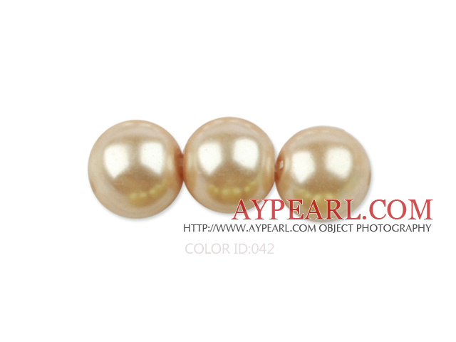 Glass pearl beads,dyed,4mm round,sand colour, about 224pcs/strand,Sold per 32.28-inch strand