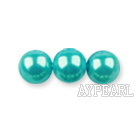 Glass pearl beads,dyed,4mm round, turquoise,about 224pcs/strand,Sold per 32.28-inch strand