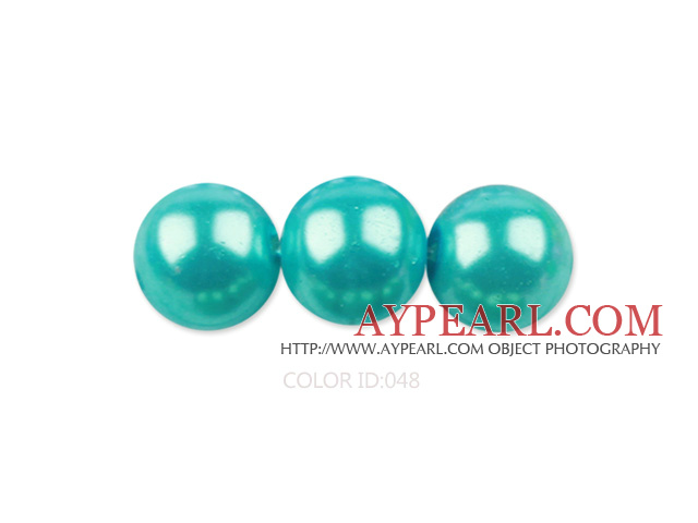 Glass pearl beads,dyed,4mm round, turquoise,about 224pcs/strand,Sold per 32.28-inch strand
