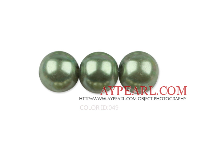 Glass pearl beads,dyed,4mm round,light olive, about 224pcs/strand,Sold per 32.28-inch strand