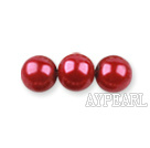 Glass pearl beads,dyed,4mm round, red,about 224pcs/strand,Sold per 32.28-inch strand
