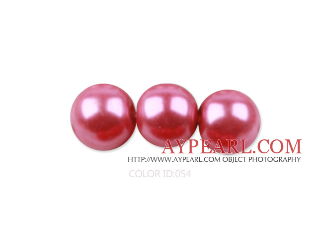 Glass pearl beads,dyed,4mm round, dark pink,about 224pcs/strand,Sold per 32.28-inch strand
