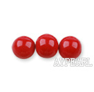 Glass pearl beads,dyed,4mm round, red,about 224pcs/strand,Sold per 32.28-inch strand