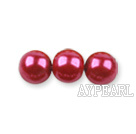 Glass pearl beads,dyed,4mm round, dark pink,about 224pcs/strand,Sold per 32.28-inch strand