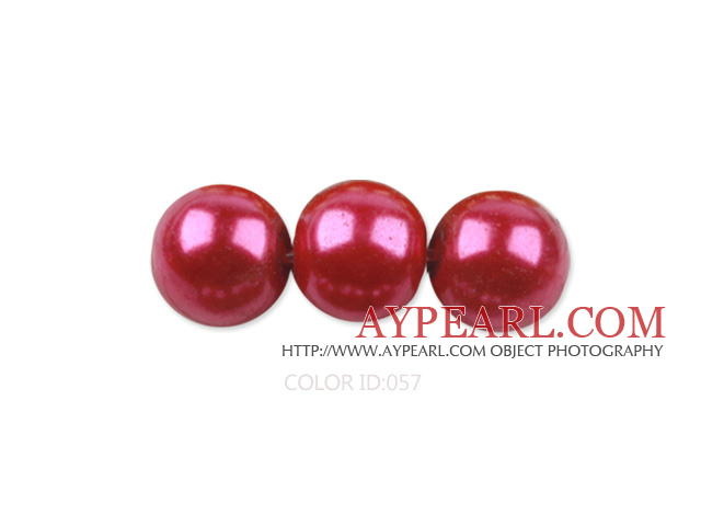 Glass pearl beads,dyed,4mm round, dark pink,about 224pcs/strand,Sold per 32.28-inch strand