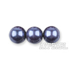 Glass pearl beads,dyed,4mm round, blueberry,about 224pcs/strand,Sold per 32.28-inch strand
