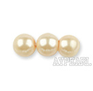 Glass pearl beads,dyed,4mm round, sand colour,about 224pcs/strand,Sold per 32.28-inch strand