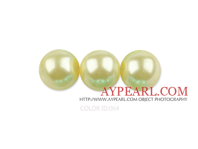 Glass pearl beads,dyed,4mm round,lemon, about 224pcs/strand,Sold per 32.28-inch strand