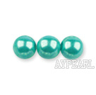 Glass pearl beads,dyed,4mm round,turquoise, about 224pcs/strand,Sold per 32.28-inch strand