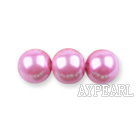 Glass pearl beads,dyed,4mm round, pink,about 224pcs/strand,Sold per 32.28-inch strand