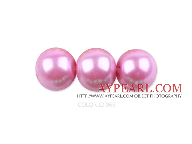 Glass pearl beads,dyed,4mm round, pink,about 224pcs/strand,Sold per 32.28-inch strand