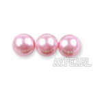 Glass pearl beads,dyed,4mm round, light pink,about 224pcs/strand,Sold per 32.28-inch strand