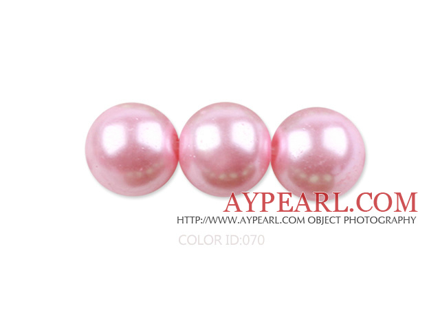 Glass pearl beads,dyed,4mm round, light pink,about 224pcs/strand,Sold per 32.28-inch strand
