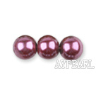 Glass pearl beads,dyed,4mm round, fuchsia,about 224pcs/strand,Sold per 32.28-inch strand