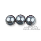 Glass pearl beads,dyed,4mm round, dark gray,about 224pcs/strand,Sold per 32.28-inch strand