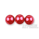 Glass pearl beads,dyed,4mm round, wine,about 224pcs/strand,Sold per 32.28-inch strand