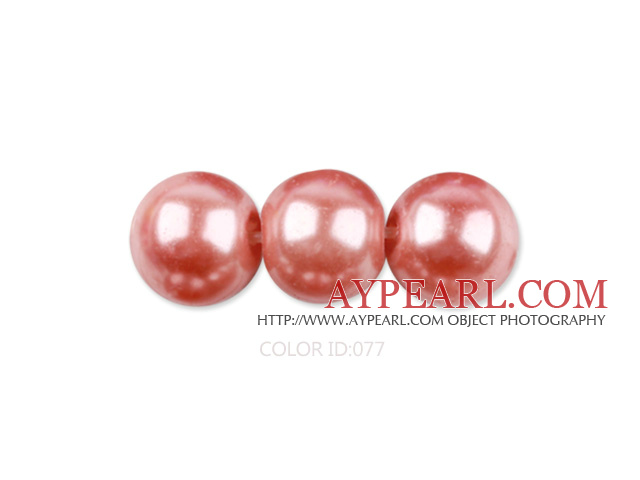 Glass pearl beads,dyed,4mm round, peach,about 224pcs/strand,Sold per 32.28-inch strand