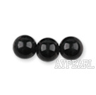 Glass pearl beads,dyed,4mm round, black,about 224pcs/strand,Sold per 32.28-inch strand