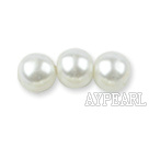 Glass pearl beads,6mm round,white, about 144pcs/strand,Sold per 32.28-inch strand