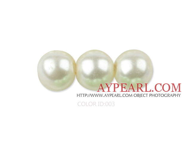 Glass pearl beads,6mm round,ivory, about 144pcs/strand,Sold per 32.28-inch strand