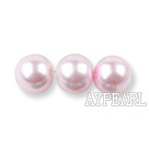 Glass pearl beads,6mm round,pink, about 144pcs/strand,Sold per 32.28-inch strand