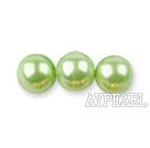 Glass pearl beads,6mm round,light apple green, about 144pcs/strand,Sold per 32.28-inch strand