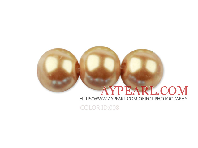 Glass pearl beads,6mm round,golden, about 144pcs/strand,Sold per 32.28-inch strand