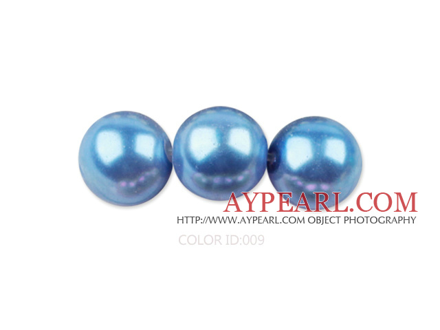 Glass pearl beads,6mm round,blue, about 144pcs/strand,Sold per 32.28-inch strand