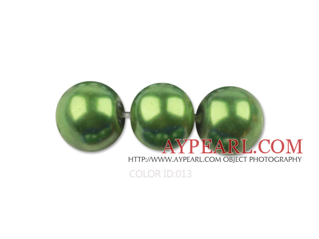 Glass pearl beads,6mm round,grass green, about 144pcs/strand,Sold per 32.28-inch strand