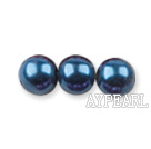 Glass pearl beads,6mm round,dark blue, about 144pcs/strand,Sold per 32.28-inch strand