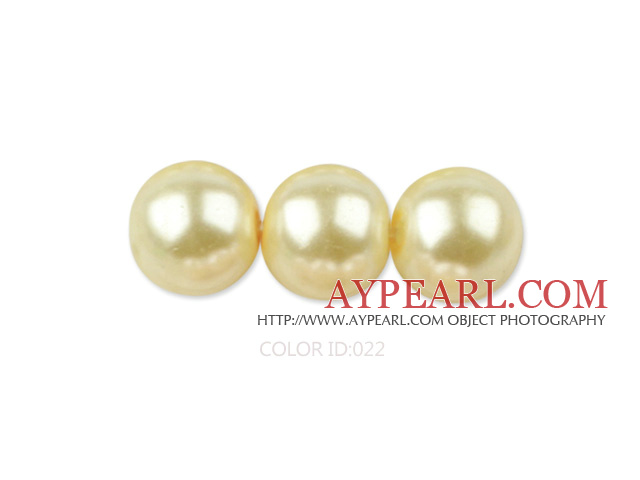 Glass pearl beads,6mm round,yellow, about 144pcs/strand,Sold per 32.28-inch strand