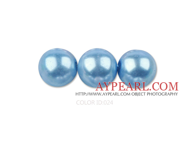 Glass pearl beads,6mm round,light blue, about 144pcs/strand,Sold per 32.28-inch strand