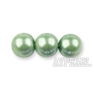 Glass pearl beads,6mm round,light green, about 144pcs/strand,Sold per 32.28-inch strand