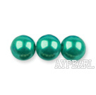 Glass pearl beads,6mm round,green, about 144pcs/strand,Sold per 32.28-inch strand