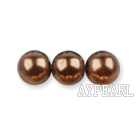 Glass pearl beads,6mm round,coffee, about 144pcs/strand,Sold per 32.28-inch strand