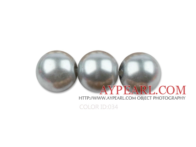 Glass pearl beads,6mm round,gray, about 144pcs/strand,Sold per 32.28-inch strand