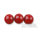 Glass pearl beads,6mm round,red, about 144pcs/strand,Sold per 32.28-inch strand