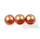 Glass pearl beads,6mm round,orange, about 144pcs/strand,Sold per 32.28-inch strand