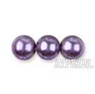 Glass pearl beads,6mm round,dark purple, about 144pcs/strand,Sold per 32.28-inch strand