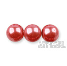 Glass pearl beads,6mm round,watermelon, about 144pcs/strand,Sold per 32.28-inch strand