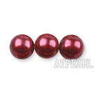 Glass pearl beads,6mm round,dark red, about 144pcs/strand,Sold per 32.28-inch strand