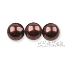 Glass pearl beads,6mm round,brown, about 144pcs/strand,Sold per 32.28-inch strand