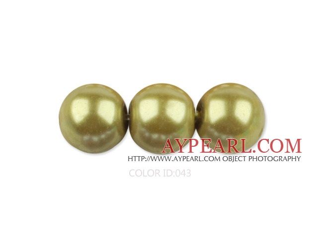Glass pearl beads,6mm round,mustard , about 144pcs/strand,Sold per 32.28-inch strand
