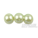 Glass pearl beads,6mm round,light lemon, about 144pcs/strand,Sold per 32.28-inch strand